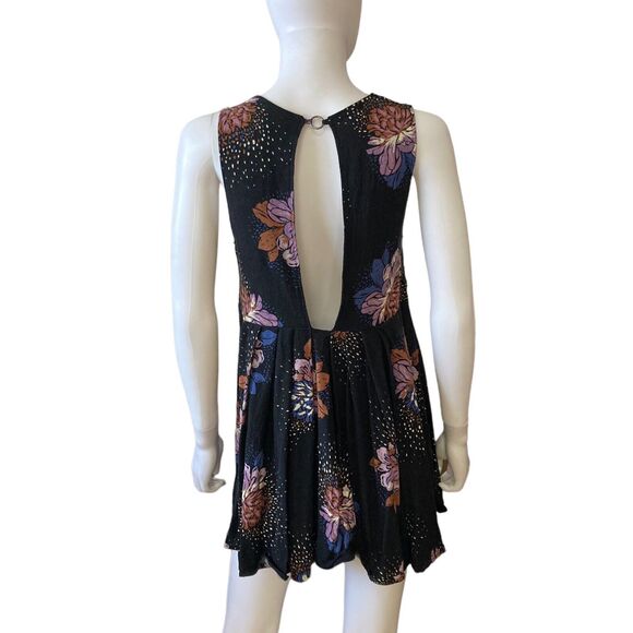 Free People Lovely Day Printed Tunic Dress Size S Black Sleeveless Boho Style - Picture 6 of 11